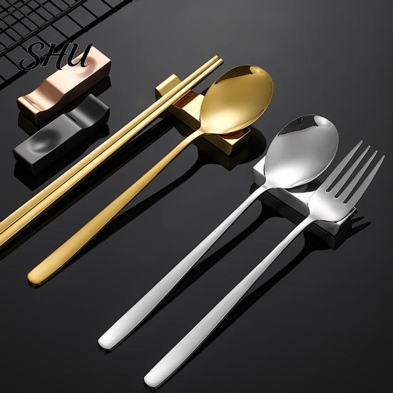 Cutlery Rest Chopstick Groove Design Mirror Polished Fork Holder Easy To Clean Stainless Steel Chinese Style Dinner Spoon Stand Dining Room Supplies