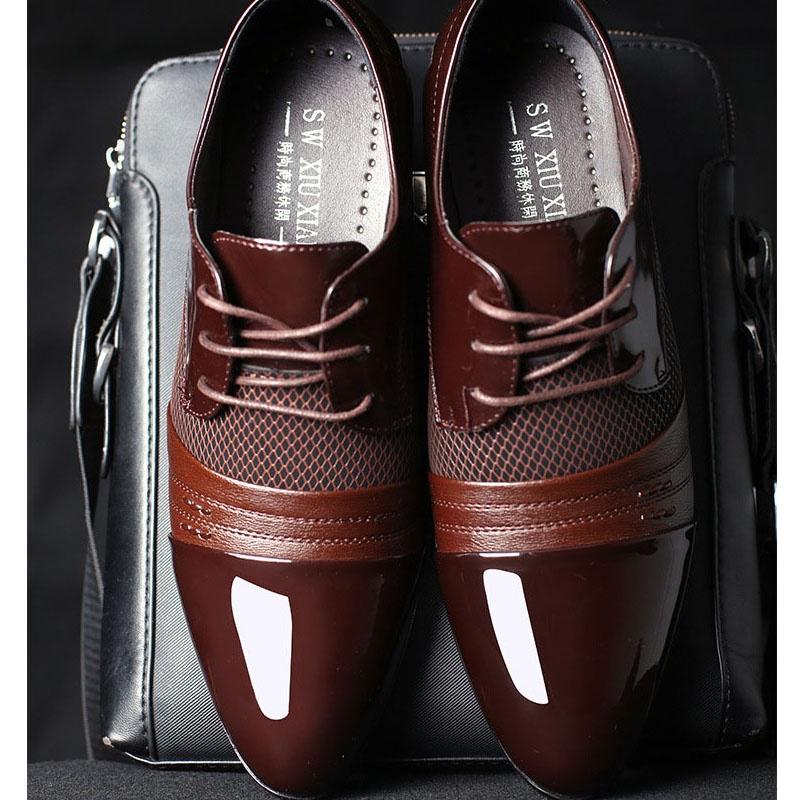 Men Shoes Plus Size Men Business Flat Shoes Black Brown Breathable Low Top Men Formal Office Shoes