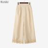 ZANZEA Women Casual Elastic Waist Loose Casual Wide Leg Pants