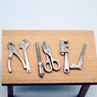 5Pcs 1:12 Dollhouse Mini Alloy Adjustable Wrench Pliers Tools Set Miniature Repair Model Scene Props Doll House Decor Toys Gift