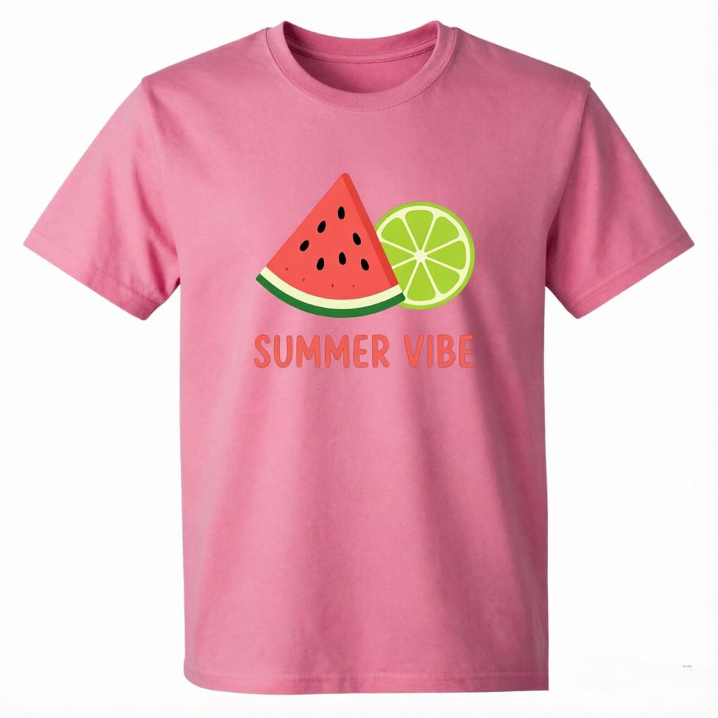 Unisex 100 Cotton Oversize T Shirt Summer Vibe Watermelon Lime Print Casual Beach Short Sleeve Tee