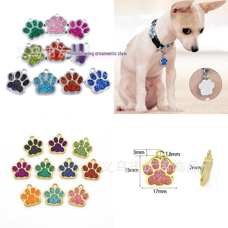 DIY Dog Paw Print Pendant: Glittery Customizable Pet Tag with Logo Printing Options