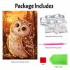 Golden Owl Pattern 5D Pearl Painting Kit with Frame DIY Sparkling Bead Canvas Art Relaxing Craft for Bedroom Decor Wall Art Ornament