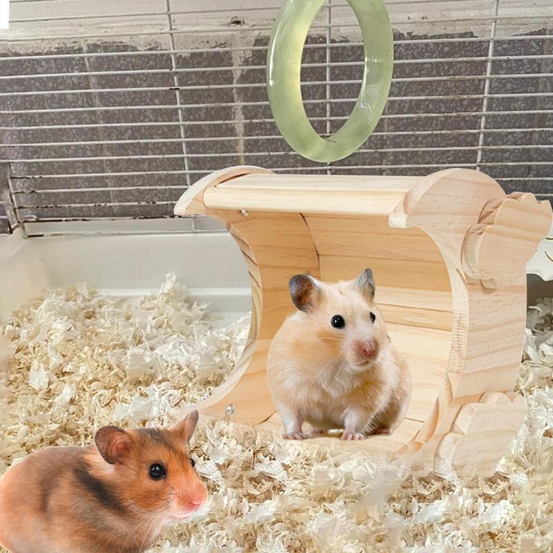 Wooden Chinchilla House Moon Shaped Chinchilla Habitat Hamster Habitat Rabbit Hut For Small Animals Hamsters Chinchillas Bunnies