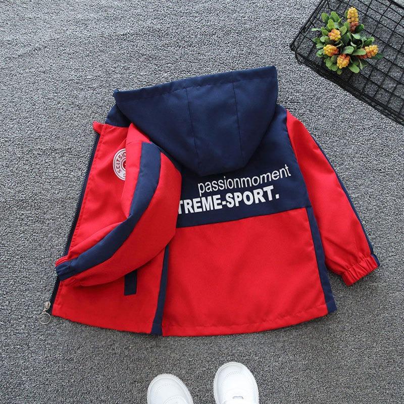 Fashion Boys Jackets Spring Autumn Kids Hooded Windbreaker Coat Letter Sport Outerwear Children Clothing