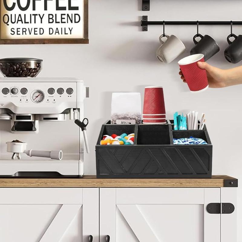 Multipurpose Coffee Organizers with Engraved Designs Portable Accessory for Creating Clean Coffee Bar Environment