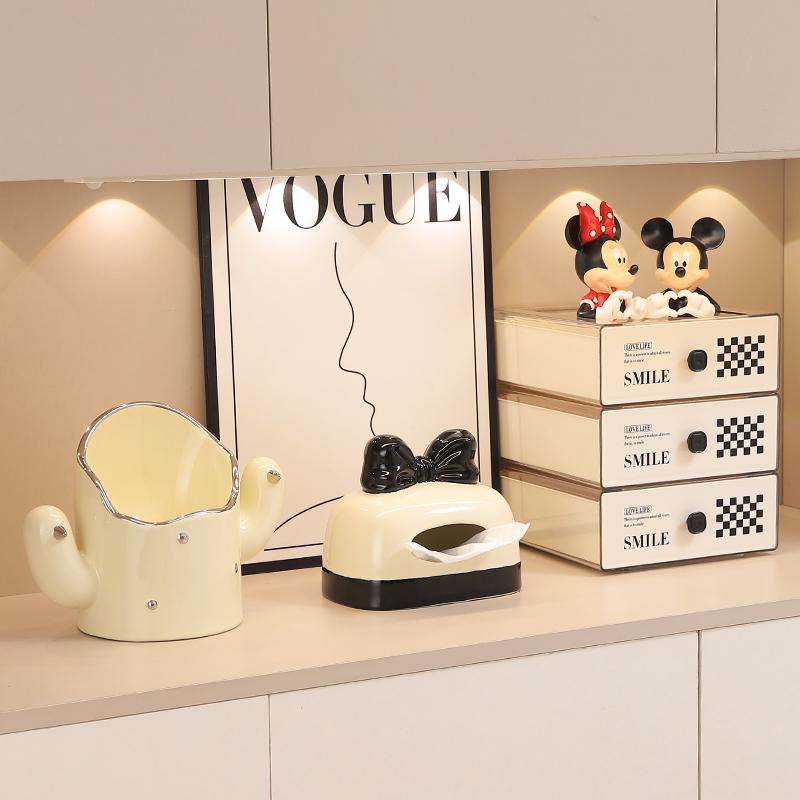 Desktop Drawer Storage Box Organizer Living Room Trable Decoration Luxury Cosmetics Makeup Key Stackable Storage Case Rack Set