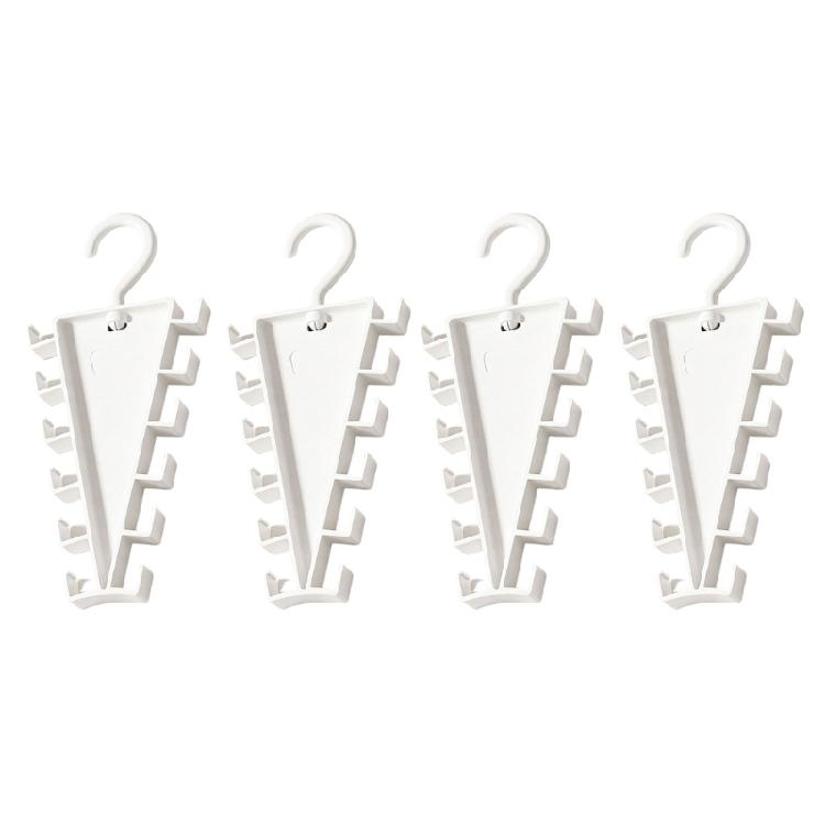 Angled Closet Accessory Rack, White Plastic Double Sided Hanger Holder for Scarves Belts and Closet Storage Use