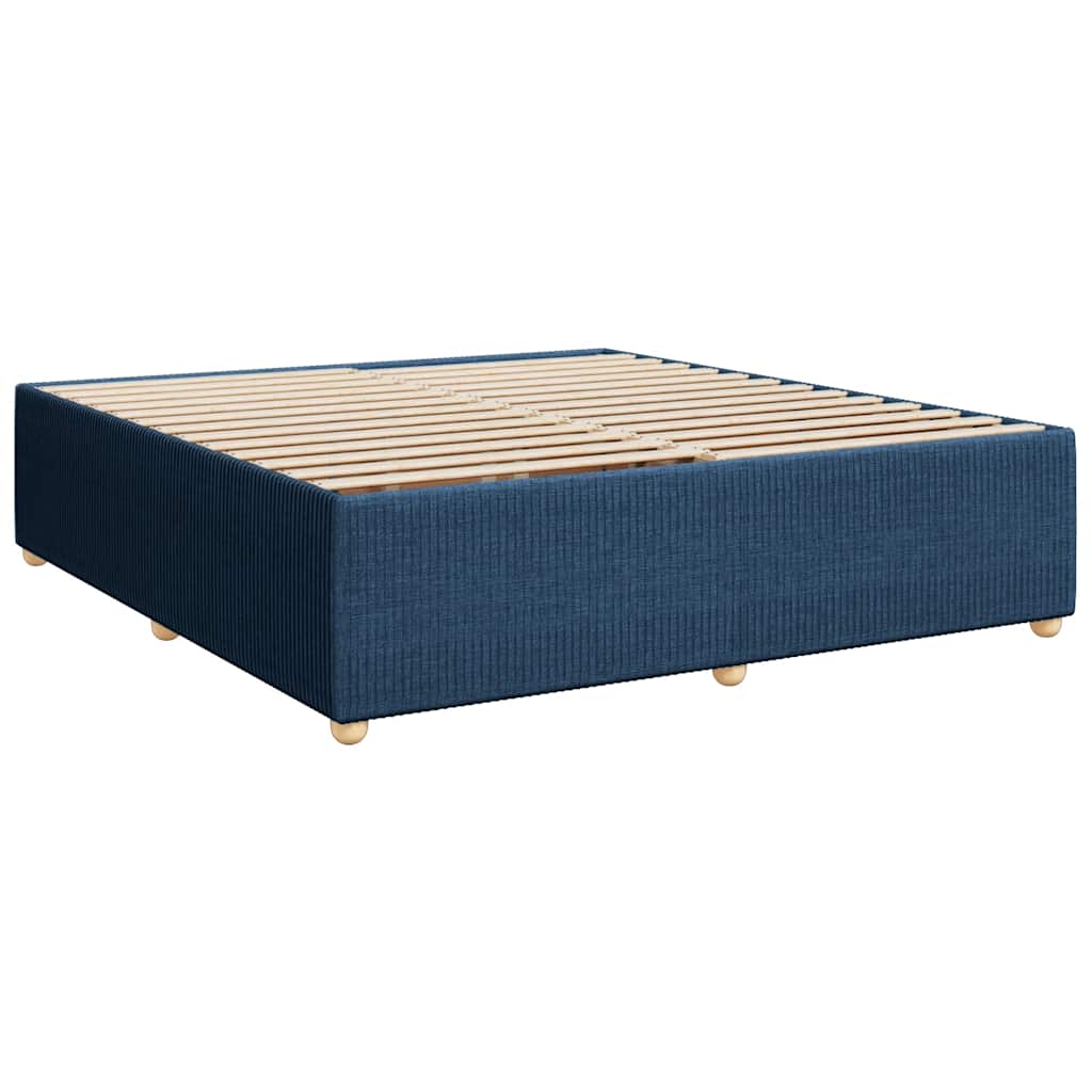 Box Spring Bed with Mattress Blue 200x200 cm Fabric