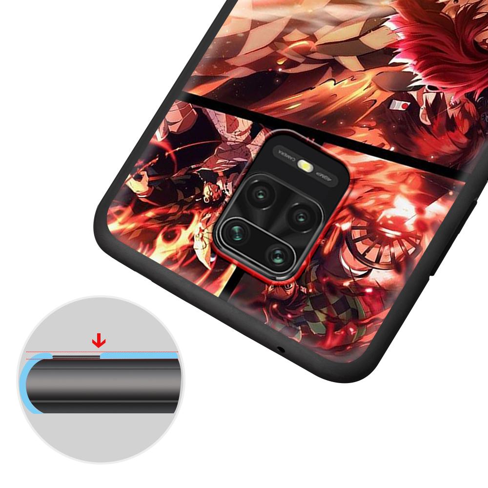 Demon Slayer Case for Xiaomi Redmi Note 9S 9 11 10 8 Pro 9C 9 K40 9A 7 8T 7A 9T Soft Silicone Coque Anime Black Phone Cover Fall