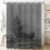 Duschvorhang Grau Piratenschiff Dunkle Fantasy Badezimmerdekoration Wasserdicht Heimdekoration Modern Weiß Badewannen-Set Badezimmer Duschvorhangstange