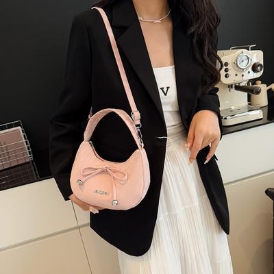 Women's Fashion Bow Underarm Bag New Simple Handbag Casual Versatile Shoulder Bag Premium Commuter Bag