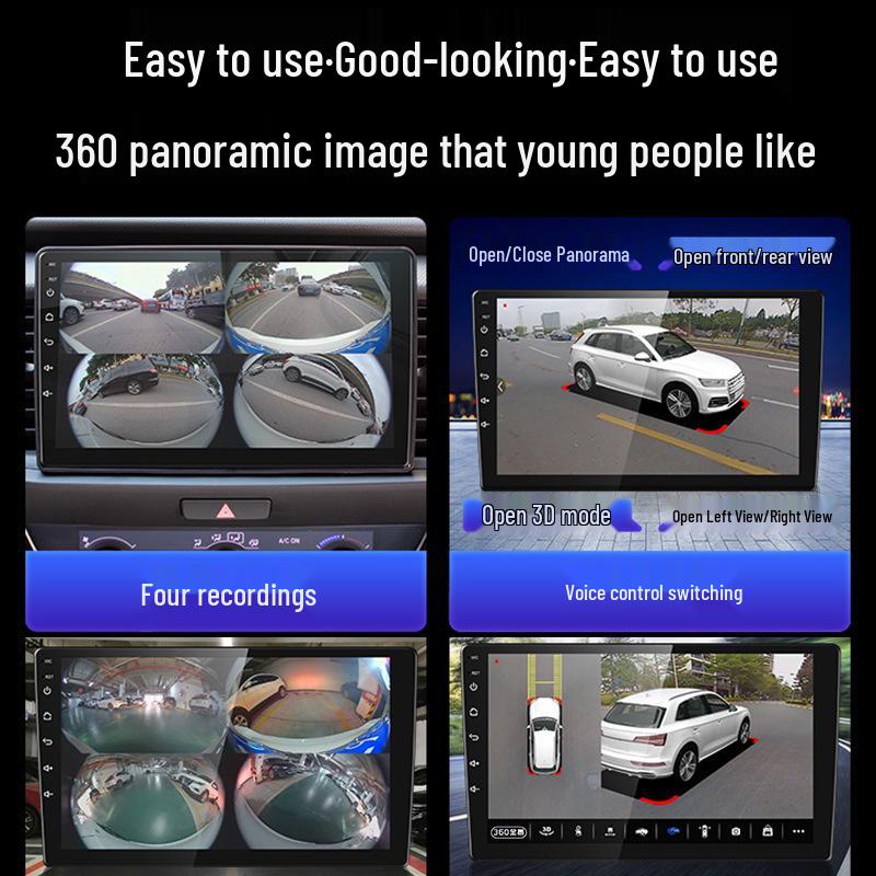 360° Panoramic Dash Cam with HD Night Vision, 3D Navigation, Large Android Screen, All-in-One 1080P System