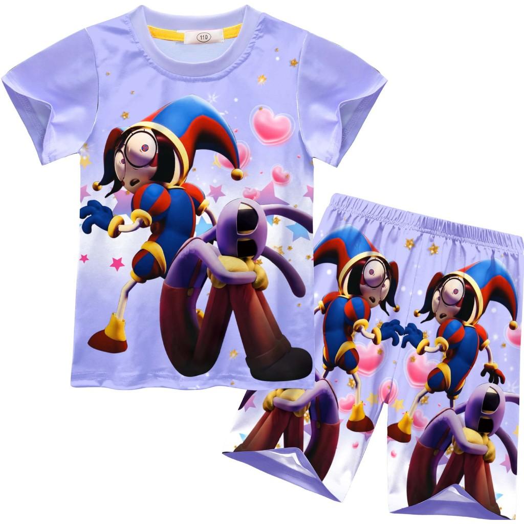 

92700 Kids Girls The Amazing Digital Circus Printed T-shirt Shorts Clothes Sets 150cm фіолетовий