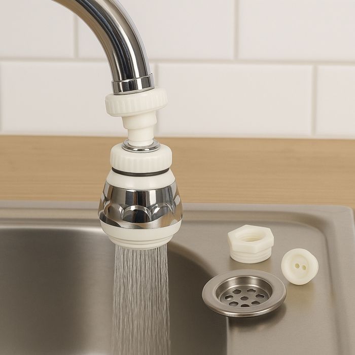 360° Faucet Aerator Chrome White – Water Saving &; Filtration