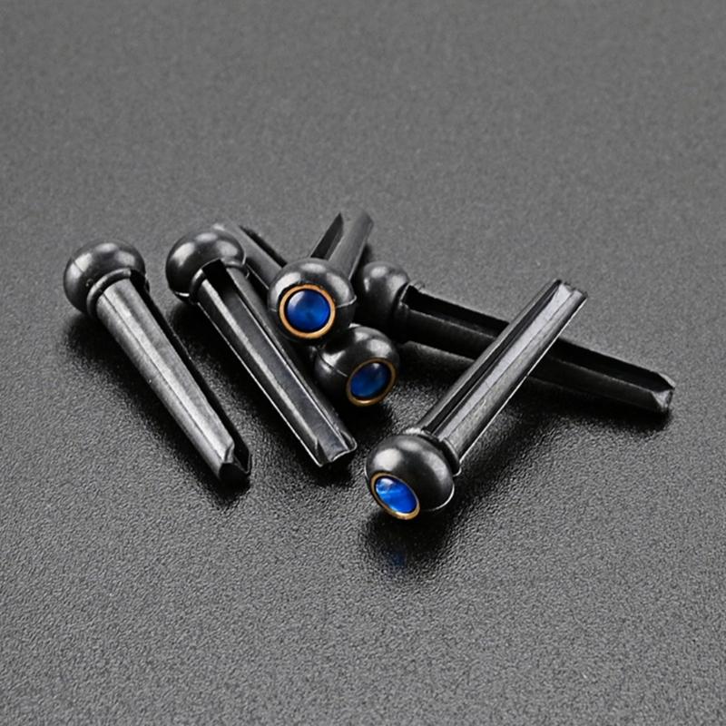 6 Pcs Acoustic Guitar Bridge Pins with Abalone Dot Guitar Replacement Part Various Style Bridge Pins Use for Folk Guitar
