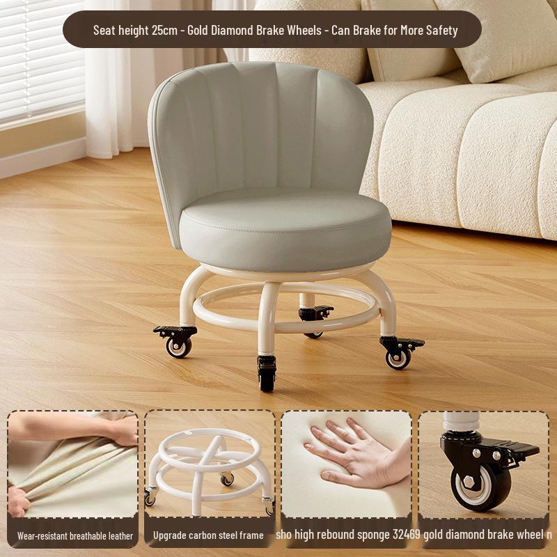 Children's Rotating Stool with Backrest and Silent Wheels