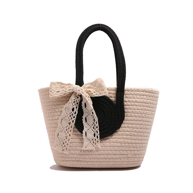 Handbag Beach bag Straw simple contrasting color New trendy temperament lady bag Woven bag