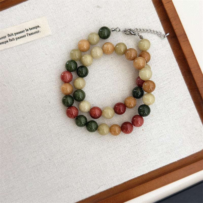 Retro Morandi Earth Tone Bead Necklace: Stylish, Durable, Perfect for Layering or Solo Wear
