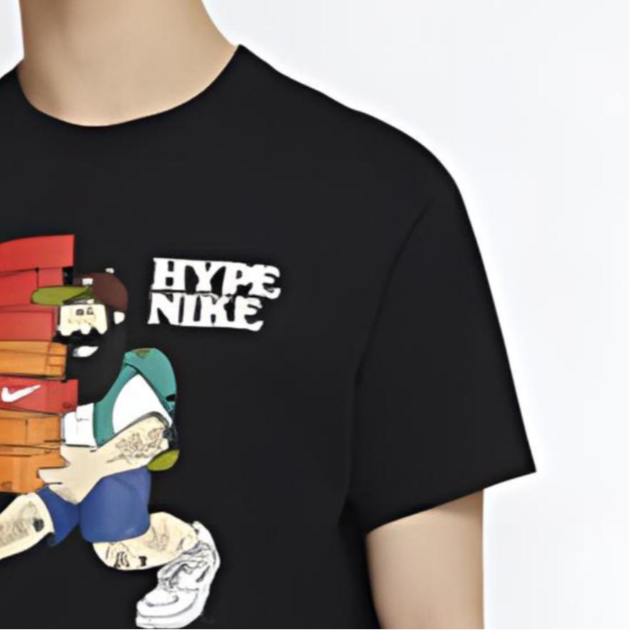 Nike Pánské tričko s krátkým rukávem a kulatým výstřihem, potisk s abecedou, kreslený styl, Černá CW4003-010