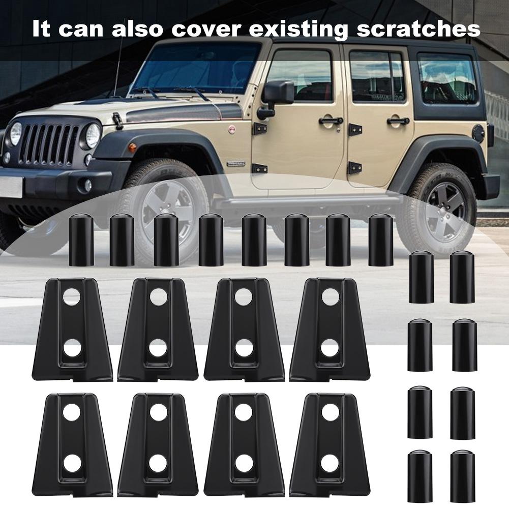 8ks Černý kryt pantů dveří auta pro Jeep Wrangler JK Unlimited 4 Dveře 2007 2018