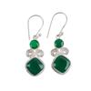 Natural Green Onyx Gemstone 925 Sterling Silver Handmade Jewelry Earrings 1.12" EE-69-12