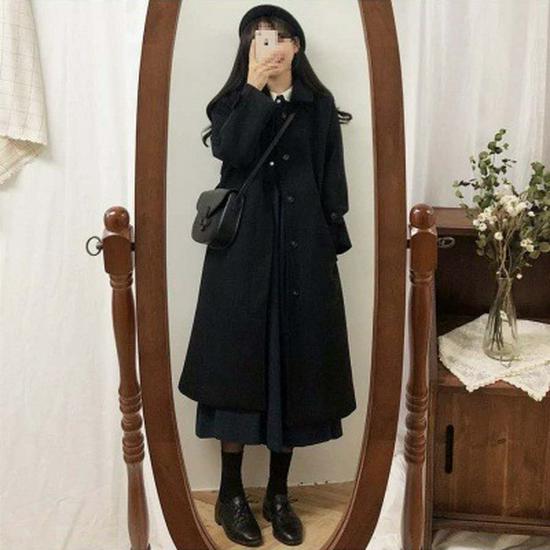 Women's Plus Size Korean Style Woolen Overcoat - Mid-Length, Slimming, Thickened for Autumn/Winter 2025.