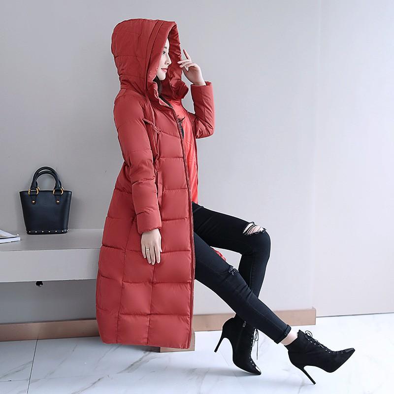 Cappotto Lungo Spesso Imbottito da Donna Invernale Caldo con Cappuccio Giacca Imbottita in Cotone Vestibilità Aderente Lunghezza Sopra il Ginocchio