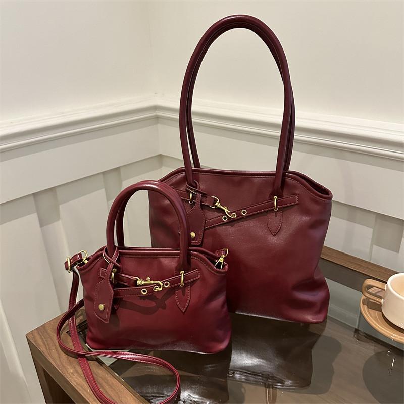 Stylish Vintage Large Capacity Womens Tote Bag Chic Shoulder Bag In Brown Red Colors