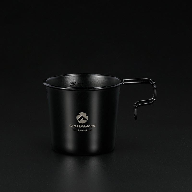 CAMPINGMOON Outdoor Camping Stainless Steel Black Titanium-Plated Beer Mug Portable Drinking Cup Stackable Storage Snow Cup