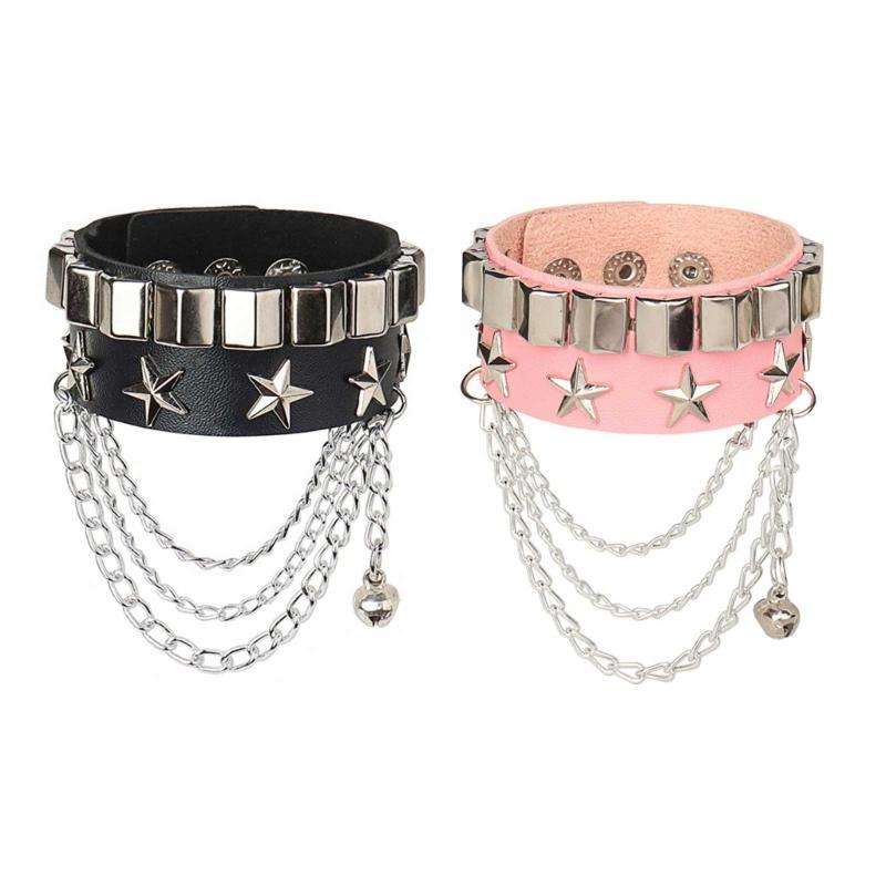 European and American Punk Lovers Rivet Bracelet Star-shaped Leather Bracelet Non-mainstream Rock Bracelet Jewelry