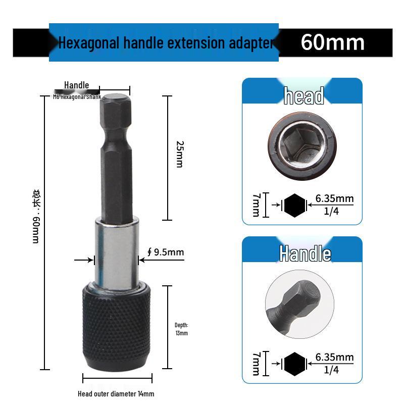 Magnetic 6.35mm Hex Self-Locking Extension Rod for Electric Drill