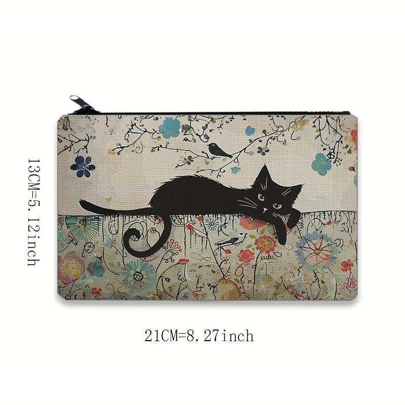 Retro Cat Pattern Makeup Bag Travel Storage Bag  Multi-functional Portable Toiletry Bag