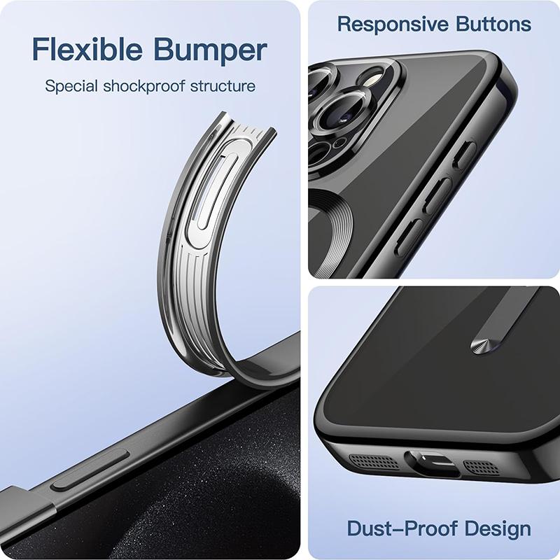 Magnetic Plating Case For iPhone 16 15 14 Plus 13 12 11 Pro Max Camera Lens Protector Glass For Magsafe Wireless Charger Cover