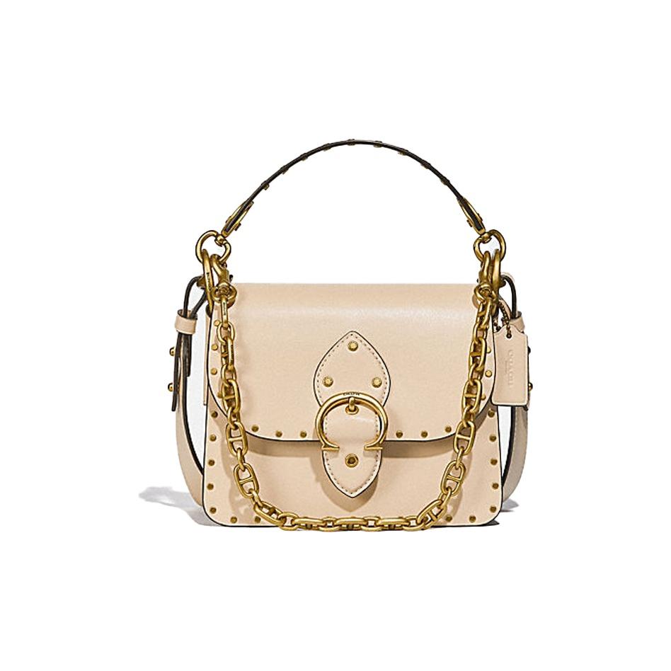 

Coach Beat 18 Vintage Studded Chain Leather Square Crossbody Bag Women Bags Off-White 4600-B4IY Basic Set (Bag+Dust Bag)
