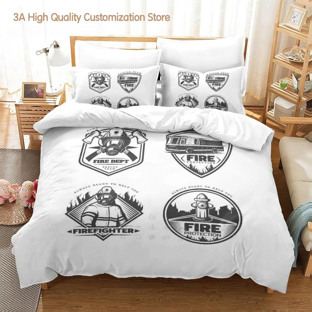 New Firefighter Rescue Bedding Set Single Twin Full Queen King Size Bed Set Aldult Boys Bedroom Duvetcover Set 3D Bed Sheet Set