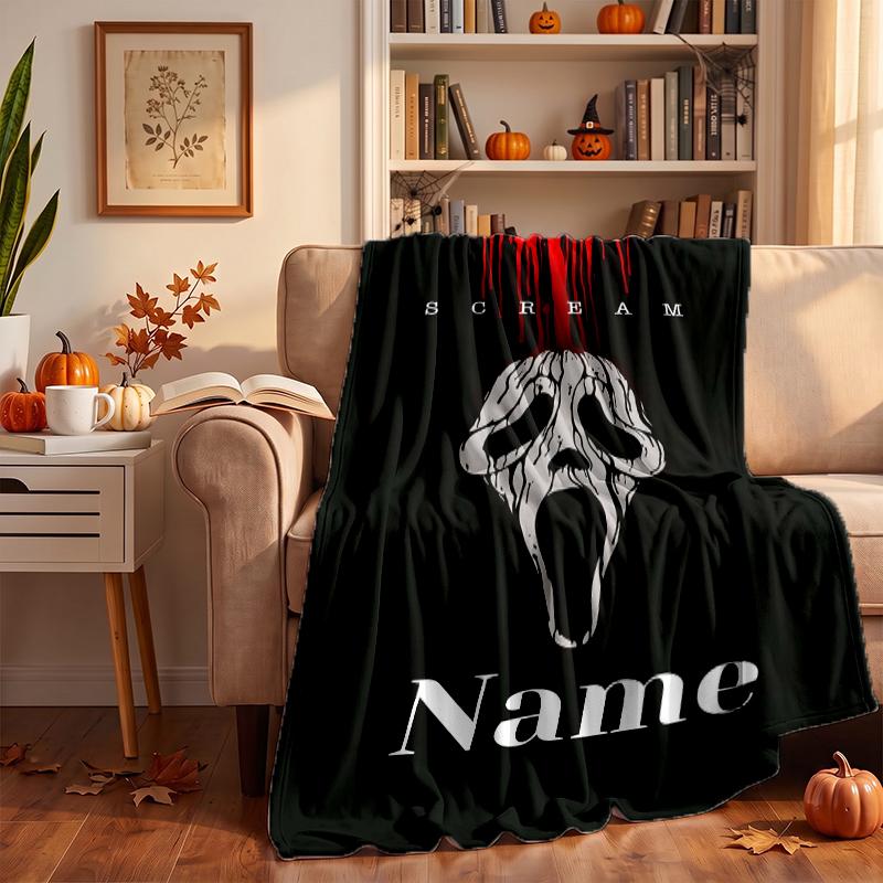 Scream Custom Flannel Blankets Soft Warm Cozy Throws for Home Decor Holiday Gifts