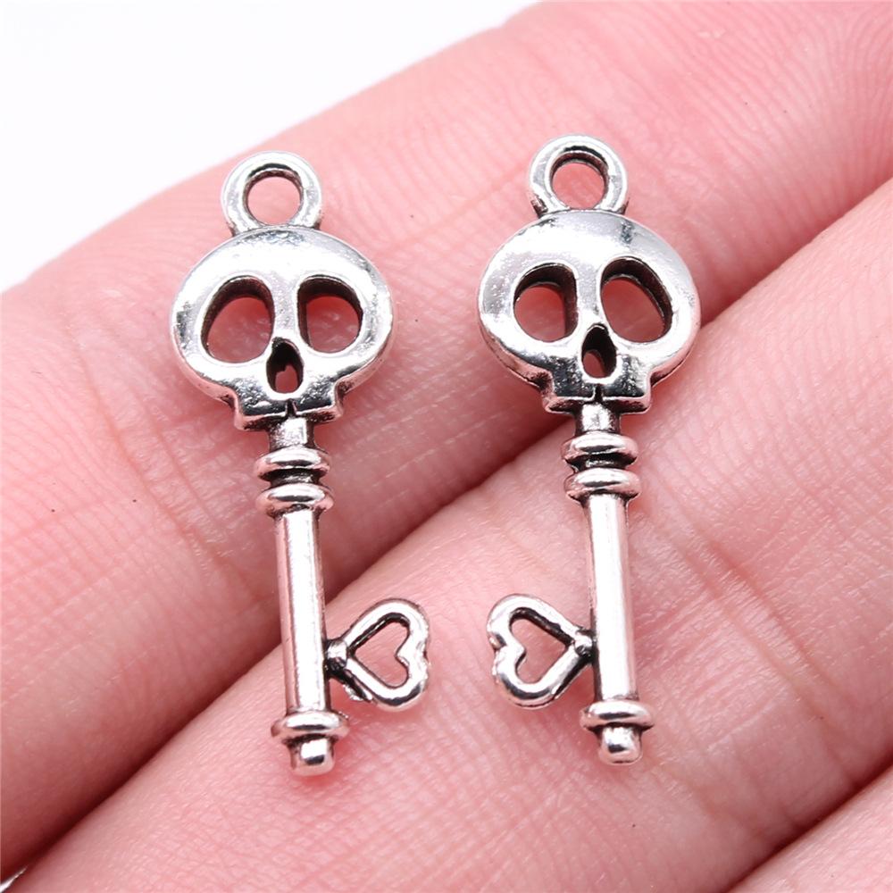 20pcs Skull Charms Antique Silver Color Cute Skull Charms Pendants For Bracelets Bat Skull Charms Making Jewelry