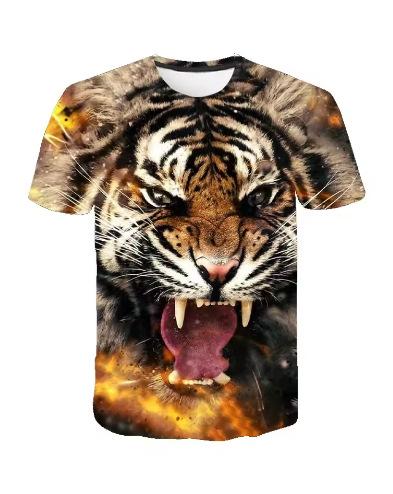 Summer Tiger 3D Printed T-Shirt Street Clothing Animal Men Fashion Oversized Sleeves T-Shirt O-Neck T-Shirt T-Shirt