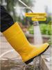 Men's Yellow Rain Boots: Mid To High Tube, Steel Toe, Anti-Smash, Anti-Puncture, Acid and Oil Resistant.