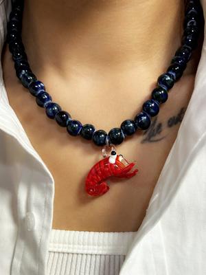 Pendentif Collier Poisson Coloré Charme Collier Perles de Verre Bijoux Animaux Marins Mignons Cadeau
