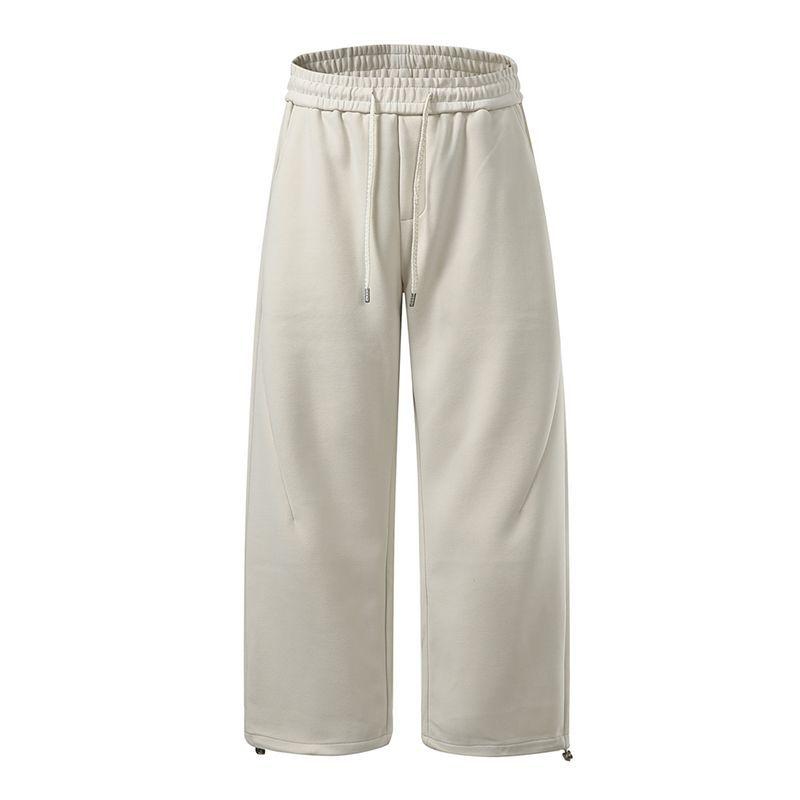 Retro trendy brand elastic waist sweatpants men's spring new loose wide-leg straight casual pants men