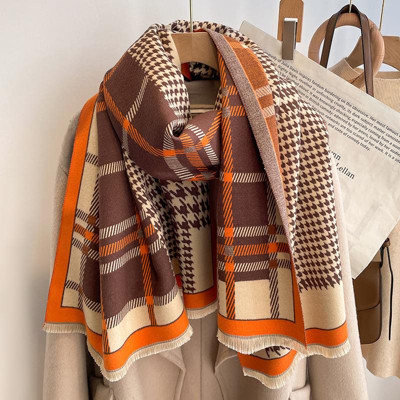 Qiandongge Imitation Cashmere Scarf Women's Thermal Scarf Fashion Color Matching Long