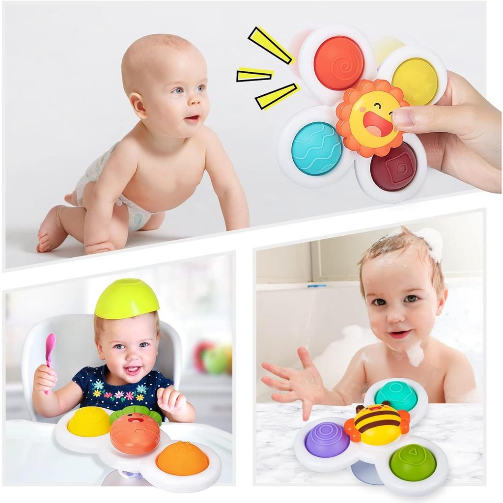 Suction Cup Toy Baby, Pack of 3 Sensory Funny Cartoon Water Toys for Children Toddler Baby From 18 Months