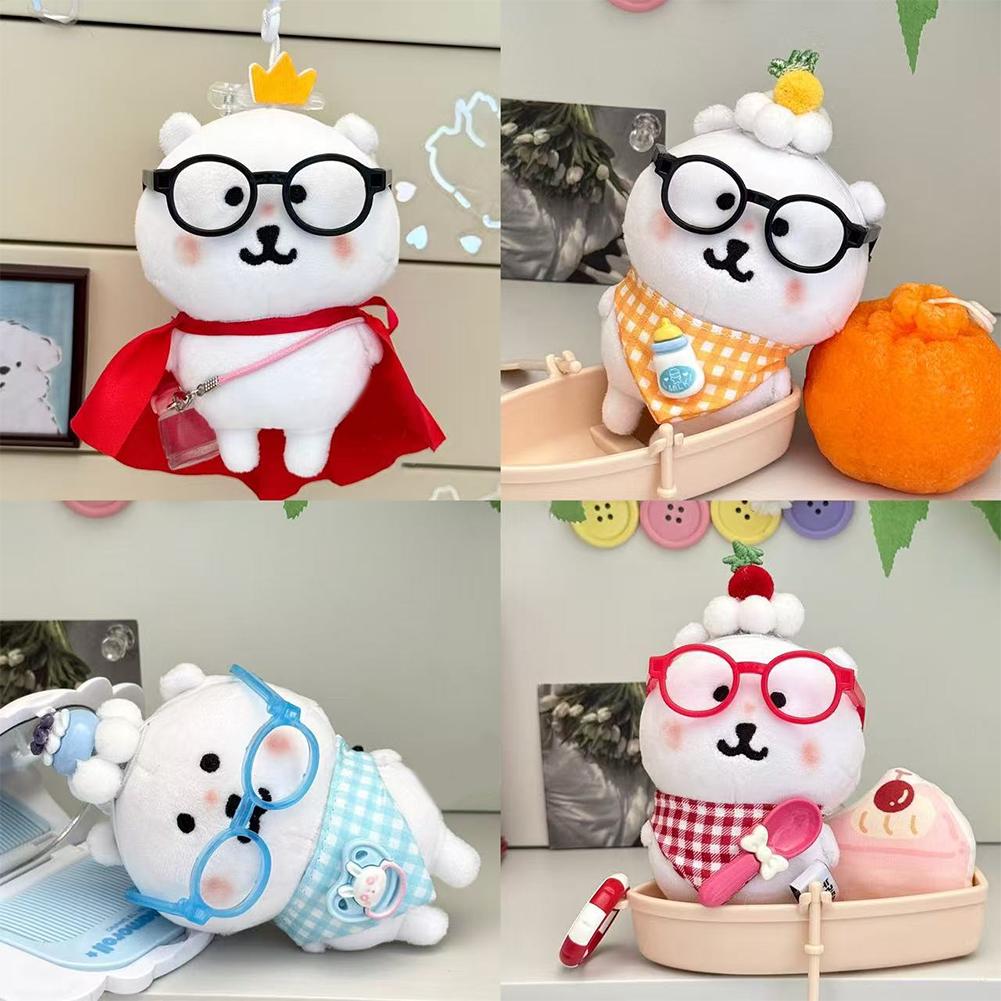 For 13cm Joke Bear Doll Clothes Fashion Clothes Bib Glasses Doll Clothes Color Match Triangular Scarf Dolls Accessories Cute Decoration Little Clothes