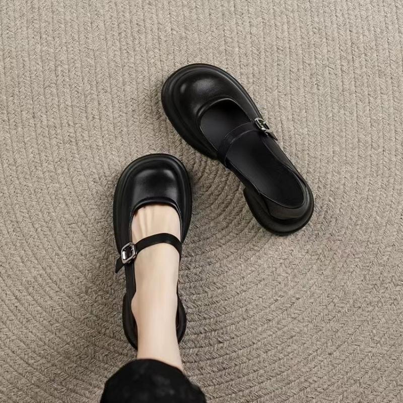 Shoes Female 2025 New Mary Janes Women's High Heels Concise Casual Pumps Women Solid Buckle Strap Round Toe Platform Shoes Women