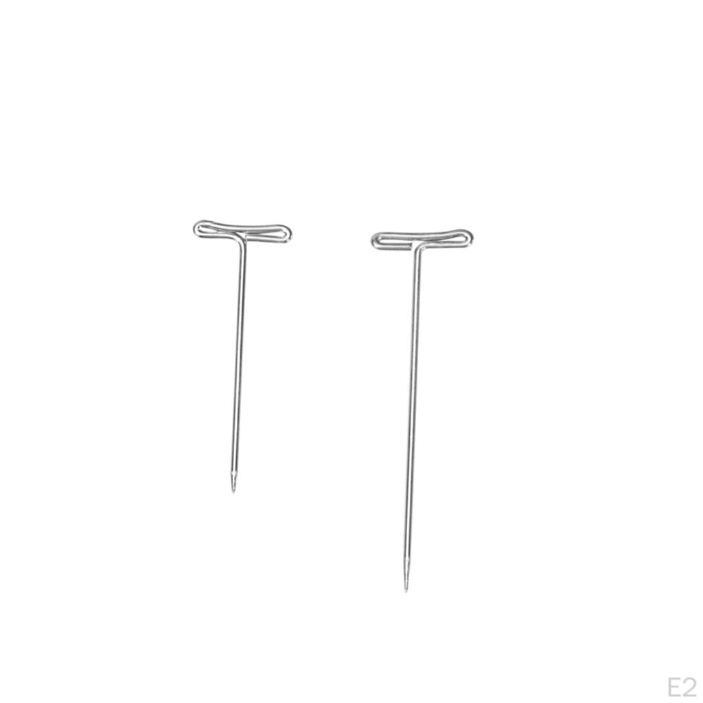 100 Pieces Mixed Sizes Steel Wig T-Pins With Plastic Stroage Box 54mm & 45mm