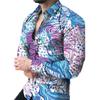 Fashion essential! Abstract print long-sleeve shirt, stylish casual wear for men