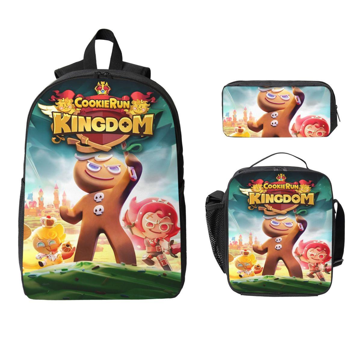 Set de 3 Sacs d'école Cookie Run Kingdom pour Garçon Fille Sacs à Crayons Sacs à Dos avec Boîte à Lunch Pour Étudiants Journée Scolaire Sac à Dos