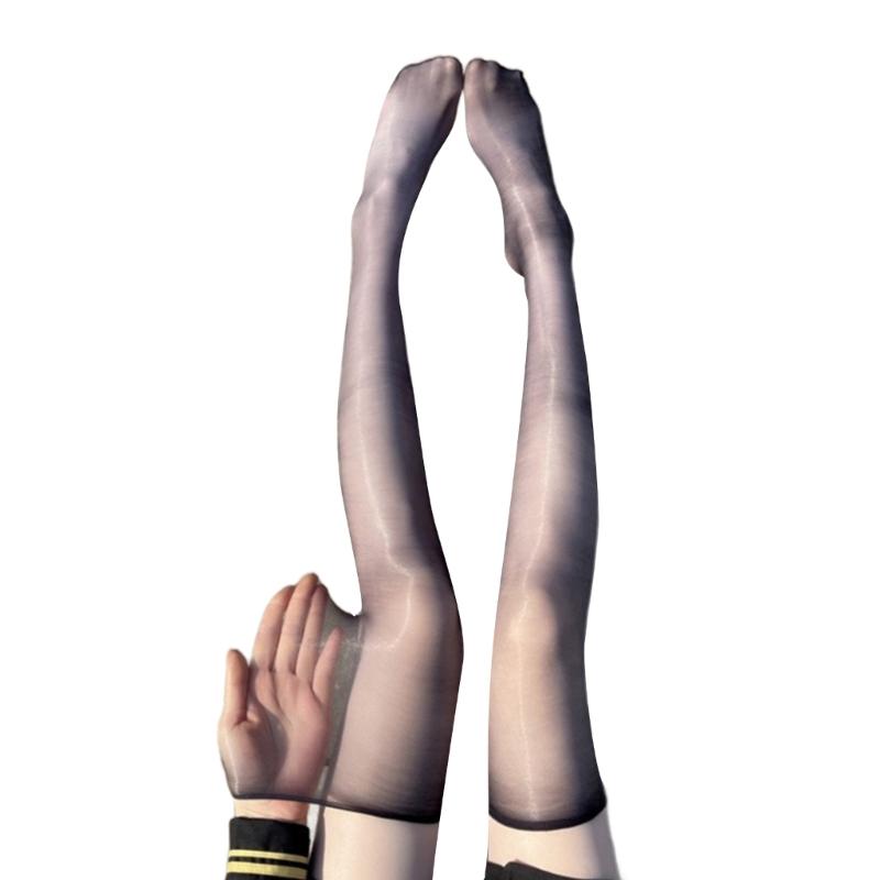 Women Shiny Ultra-Thin Silky Thigh High Stockings Sexy Oily Bright Shimmery Over Knee Long Socks Glossy Hosiery Clubwear